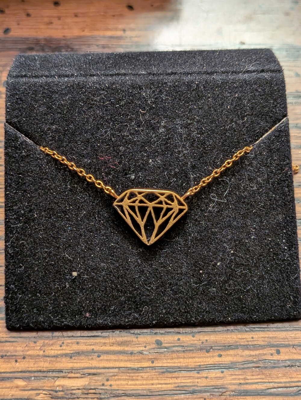 Gold Diamond Outline Pendant Necklace - Women Jewelry